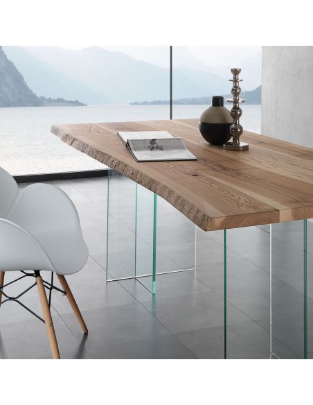 Tavolo da pranzo in vetro e legno massello Learn Glass Tavolo da pranzo in vetro e legno massello Learn Glass