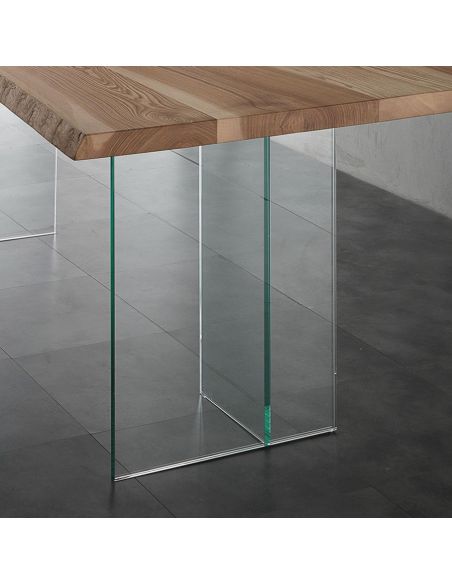 Tavolo da pranzo in vetro e legno massello Learn Glass Tavolo da pranzo in vetro e legno massello Learn Glass