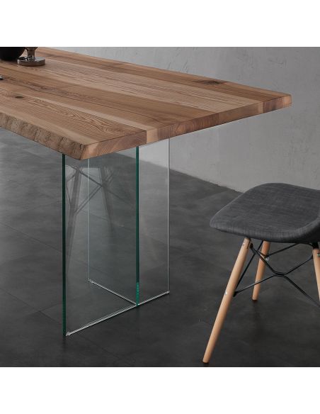 Tavolo da pranzo in vetro e legno massello Learn Glass Tavolo da pranzo in vetro e legno massello Learn Glass