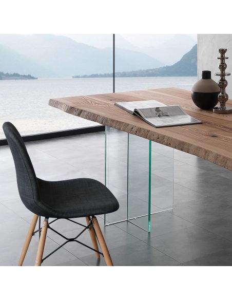 Tavolo da pranzo in vetro e legno massello Learn Glass Tavolo da pranzo in vetro e legno massello Learn Glass