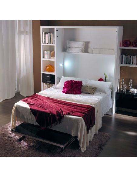 Letto matrimoniale verticale a scomparsa con cassettoni Pratico