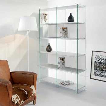 Libreria moderna divisoria in legno e vetro 120 x 200 cm Tibor5 2