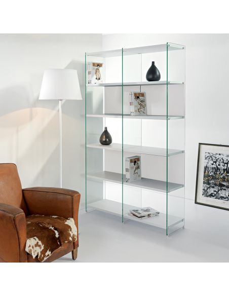 Libreria moderna divisoria in legno e vetro 120 x 200 cm Tibor5 Libreria moderna divisoria in legno e vetro 120 x 200 cm Tibor5