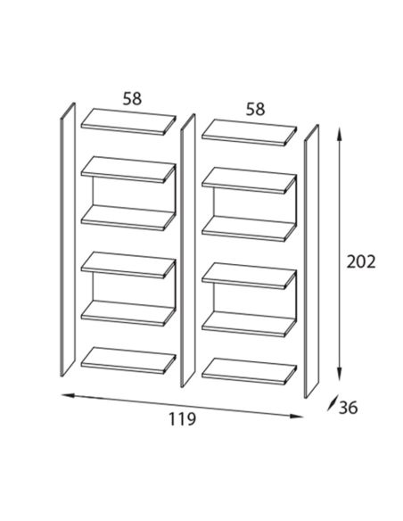 Libreria moderna divisoria in legno e vetro 120 x 200 cm Tibor5 Libreria moderna divisoria in legno e vetro 120 x 200 cm Tibor5