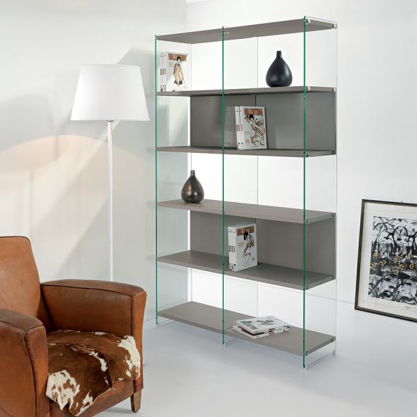 Libreria moderna divisoria in legno e vetro 120 x 200 cm Byblos5