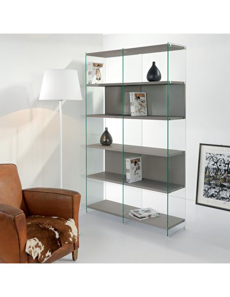 Libreria moderna divisoria in legno e vetro 120 x 200 cm Tibor5 Libreria moderna divisoria in legno e vetro 120 x 200 cm Tibor5