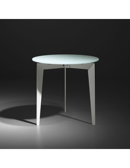 Tavolino da salotto rotondo in acciaio e vetro Nick