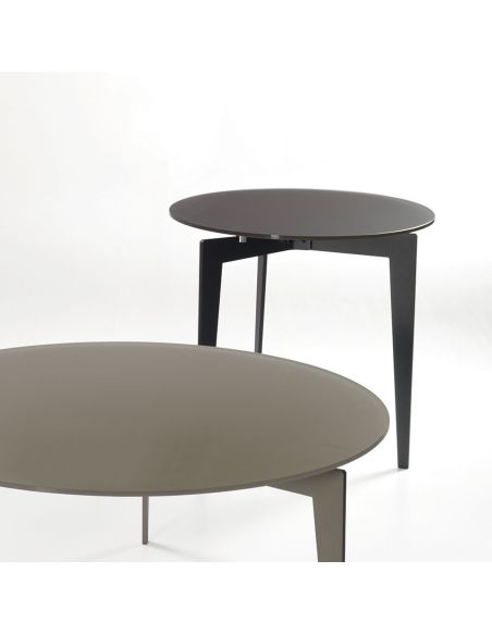 Tavolino da salotto rotondo in acciaio e vetro Nick