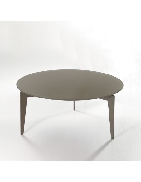 Tavolino da salotto rotondo in acciaio e vetro Nick