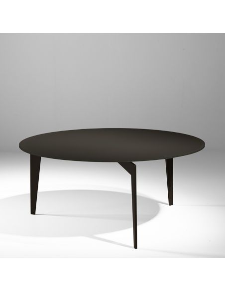 Tavolino da salotto rotondo in acciaio e vetro Nick