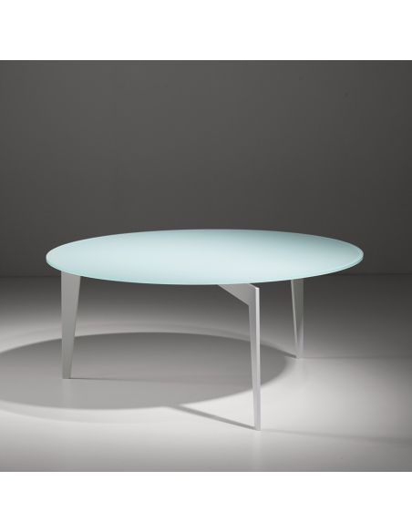 Tavolino da salotto rotondo in acciaio e vetro Nick