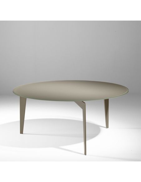 Tavolino da salotto rotondo in acciaio e vetro Nick