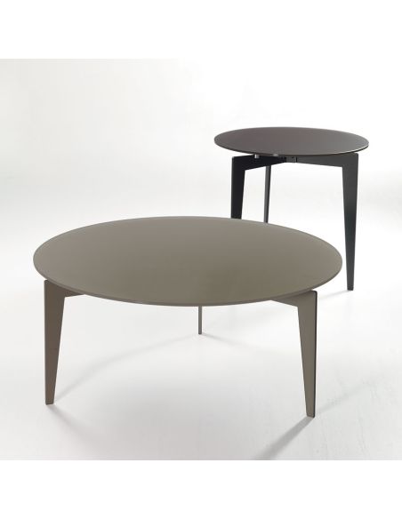 Tavolino da salotto rotondo in acciaio e vetro Nick