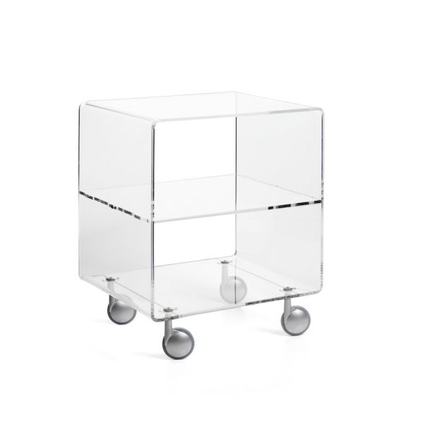Carrello porta TV in plexiglass trasparente H60 cm Andy 3