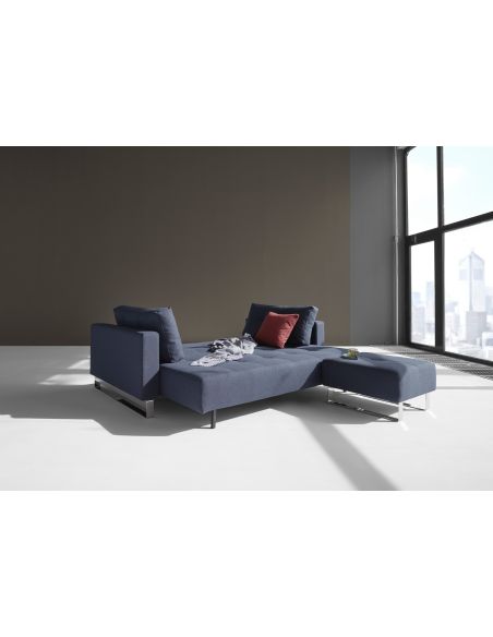 Divano letto matrimoniale con braccioli materasso a molle Cassius