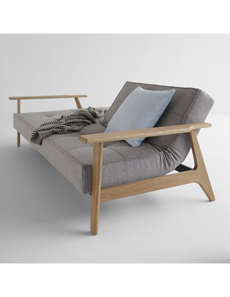 Divano letto con braccioli in legno e materasso a molle SplitBack Frej - 521 Mixed Dance Grey Divano letto con braccioli in legno e materasso a molle SplitBack Frej - 521 Mixed Dance Grey