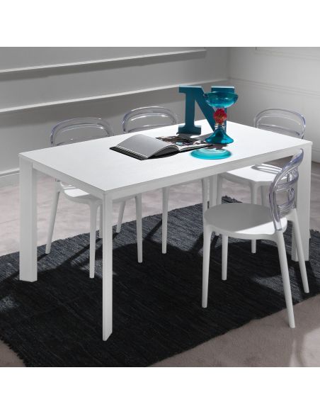 Tavolo allungabile in alluminio legno design moderno 130 x 80 cm Mack