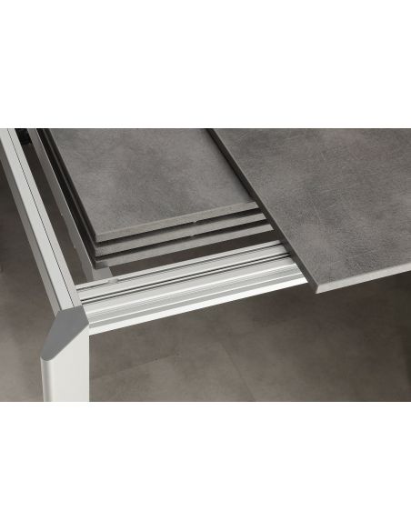 Tavolo allungabile in alluminio legno design moderno 130 x 80 cm Mack