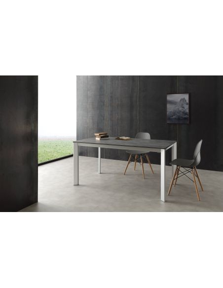Tavolo allungabile in alluminio legno design moderno 130 x 80 cm Mack