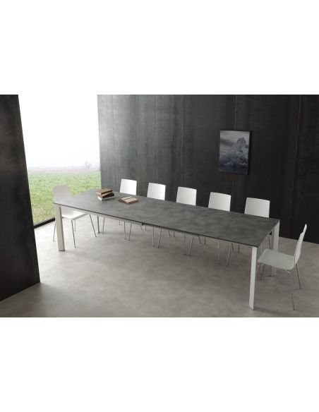 Tavolo allungabile in alluminio legno design moderno 130 x 80 cm Mack
