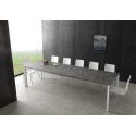 Tavolo allungabile in alluminio legno design moderno 130 x 80 cm Mack