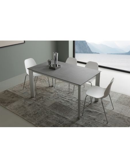 Tavolo allungabile in alluminio legno design moderno 130 x 80 cm Mack