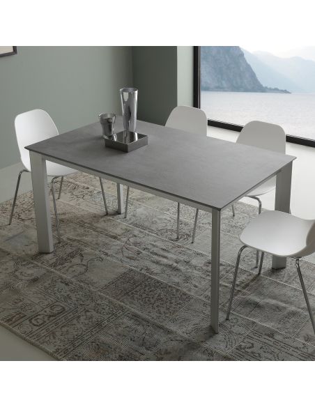 Tavolo allungabile in alluminio legno design moderno 130 x 80 cm Mack