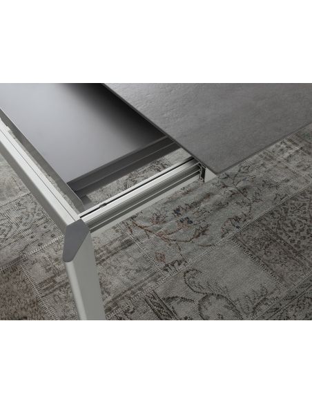 Tavolo allungabile in alluminio legno design moderno 130 x 80 cm Mack