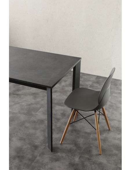 Tavolo allungabile in alluminio legno design moderno 130 x 80 cm Mack