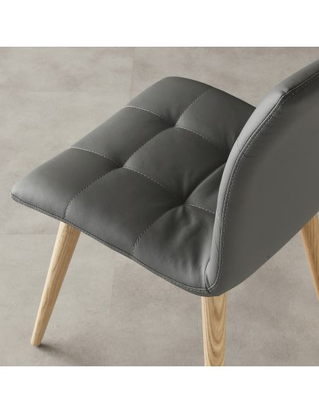 Sedie da cucina in legno naturale ed ecopelle Konnor