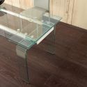 Tavolo allungabile in vetro trasparente e metallo Evident Mini