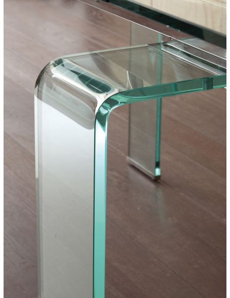 Tavolo allungabile in vetro trasparente e metallo Evident Mini