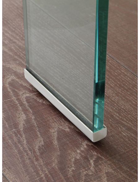 Tavolo allungabile in vetro trasparente e metallo Evident Mini