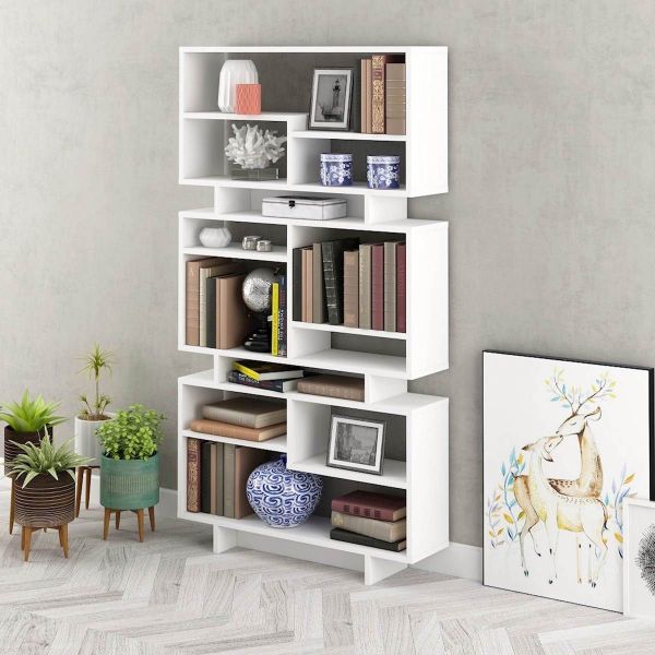 Lizzy libreria bianca da soggiorno design moderno 90 x 160 cm Lizzy libreria bianca da soggiorno design moderno 90 x 160 cm