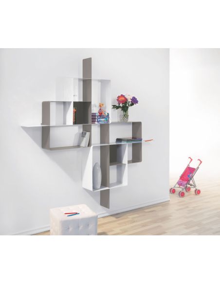 Libreria a parete moderna in acciaio modulare 120 x 120 cm Kreando