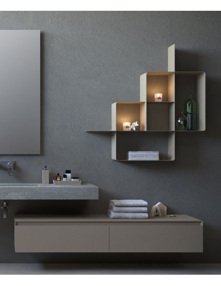 Libreria a parete moderna in acciaio modulare 120 x 120 cm Kreando