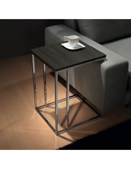 Tavolino da salotto lato divano in acciaio e laminato Polite