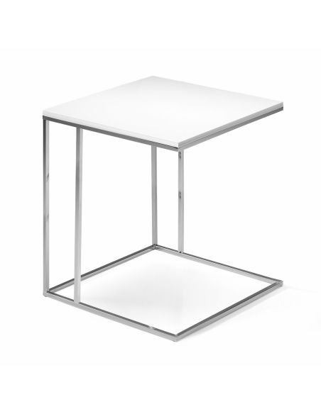 Tavolino da salotto lato divano in acciaio e laminato Polite