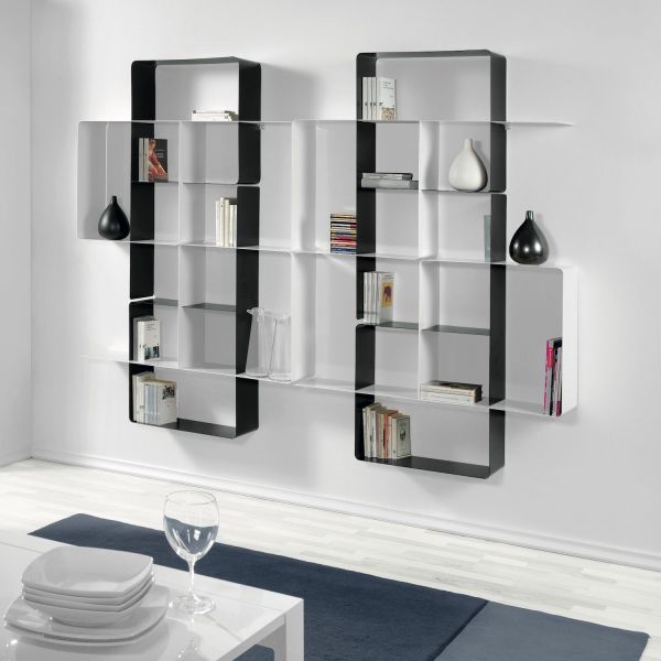 Scaffale libreria da parete in acciaio 230 x 180 cm Mondrian-7