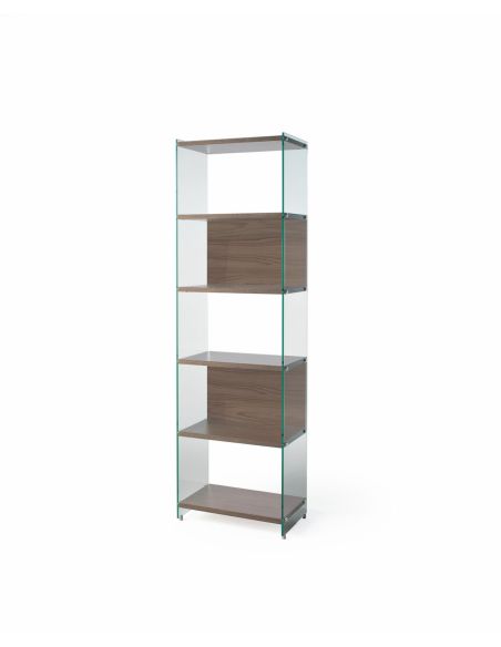 Libreria a colonna design moderno in vetro e laminato 202 cm Tibor202
