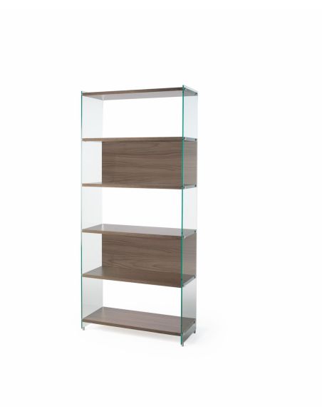 Libreria a colonna design moderno in vetro e laminato 202 cm Tibor202