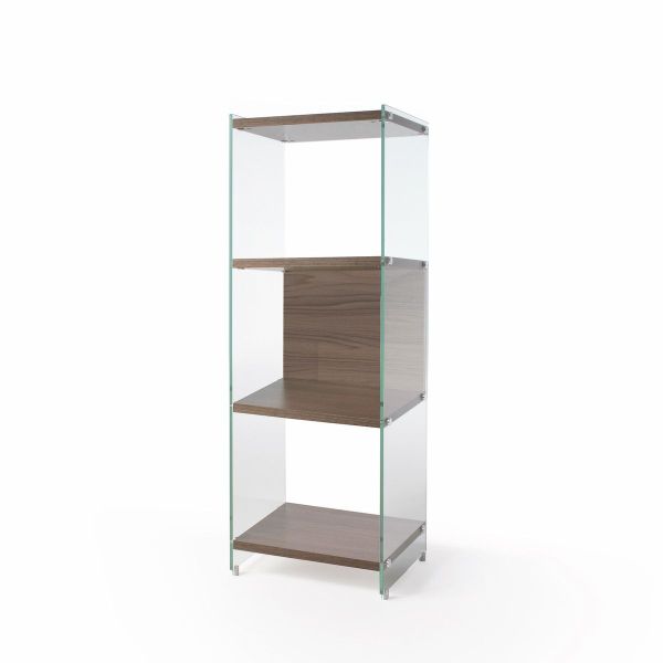 Libreria a colonna design moderno in vetro e legno Biblos202