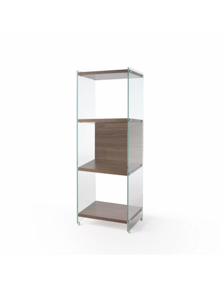 Libreria a colonna design moderno in vetro e legno Tibor126