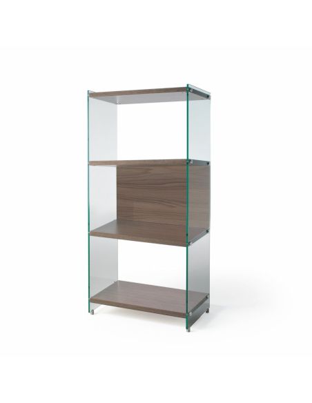 Libreria a colonna design moderno in vetro e legno Tibor126