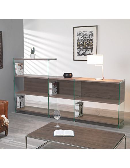Libreria design divisoria in laminato e vetro 240 x 120 cm Tibor10 Libreria design divisoria in laminato e vetro 240 x 120 cm Tibor10