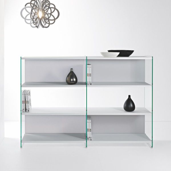 Libreria divisoria in legno laminato e vetro 180 x 125 cm Byblos11