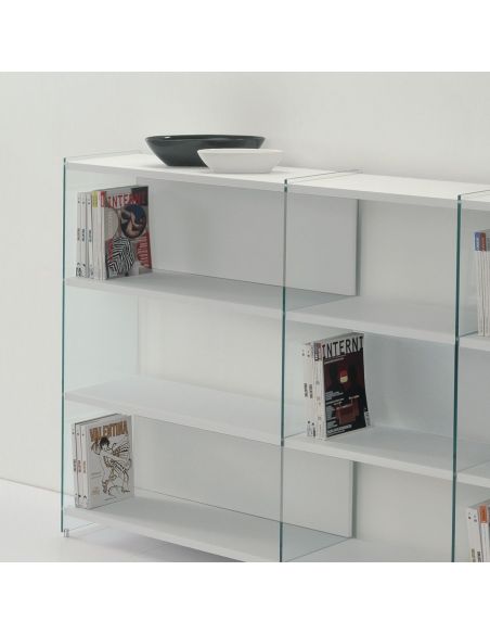 Libreria design separa ambienti in legno e vetro 240 x 125 cm Tibor12 Libreria design separa ambienti in legno e vetro 240 x 125 cm Tibor12