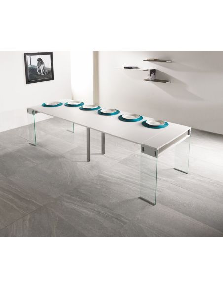 Consolle tavolo da pranzo in vetro e laminato 270 cm Ronny Big