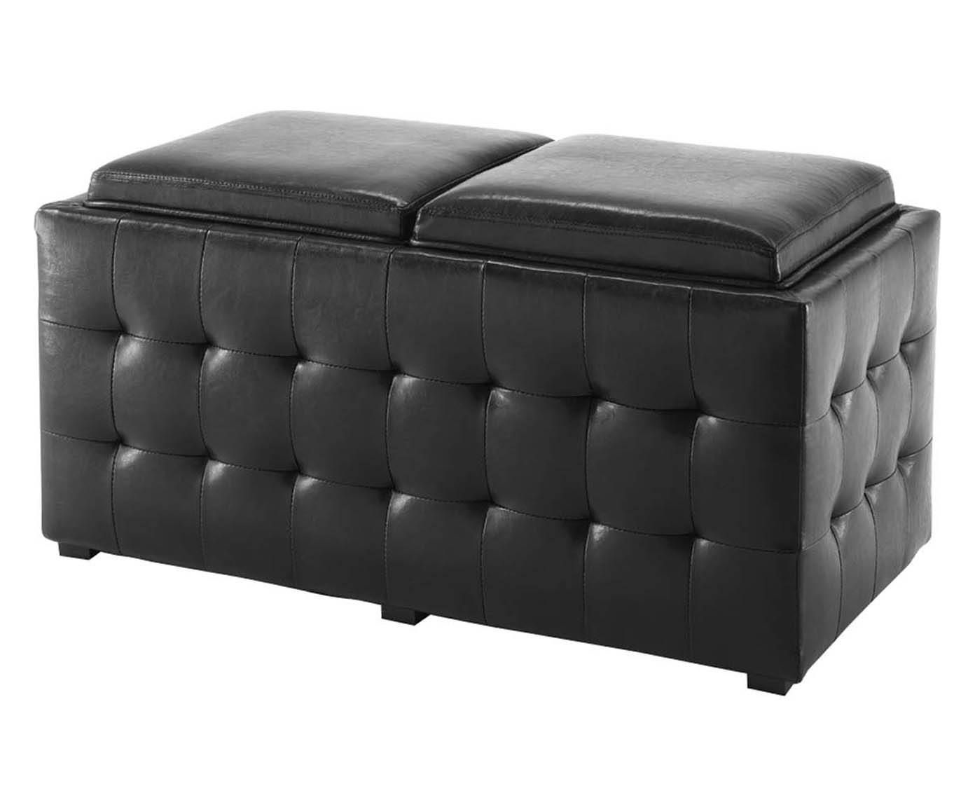 Pouf Contenitore In Ecopelle Nero 50x50x50 Cm - Sgabello Con Scomparto Per Riporre - Foto 2