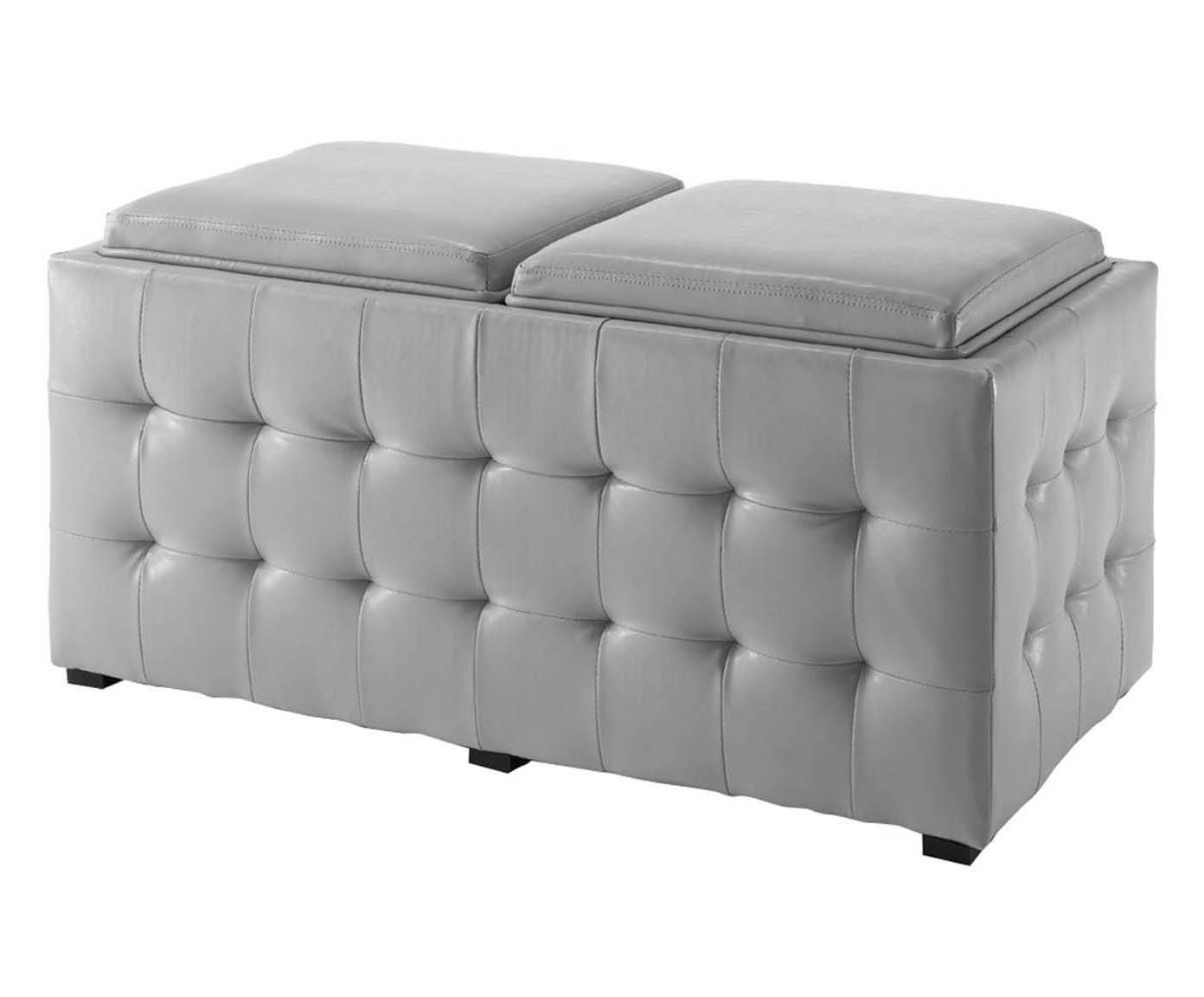 Panca pouf contenitore con vassoi rivestimento in similpelle color